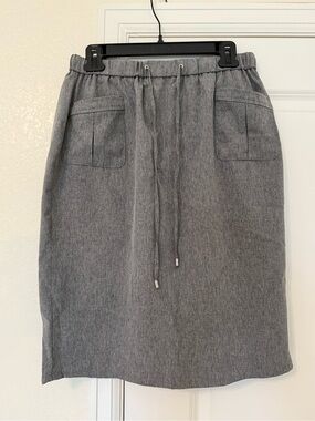 Calvin Klein Gray Drawstring Midi Skirt with Front Pockets